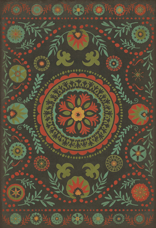 Pattern 38 State of Mind 120x175 Vintage Vinyl Floorcloth