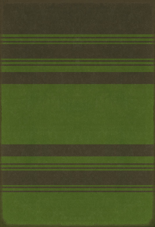 Pattern 50 Organic Stripes Black and Green 120x175 Vintage Vinyl Floorcloth