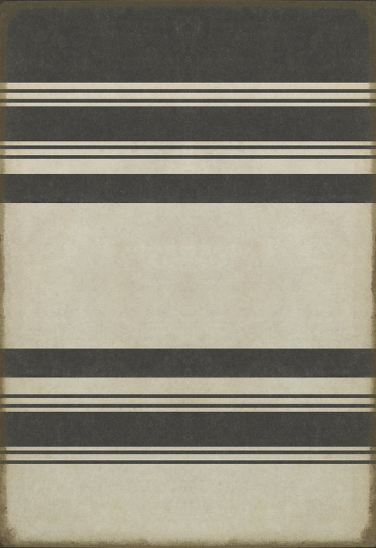 Pattern 50 Organic Stripes Black and White 120x175 Vintage Vinyl Floorcloth