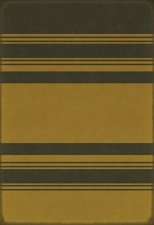 Pattern 50 Organic Stripes Black and Yellow 120x175 Vintage Vinyl Floorcloth