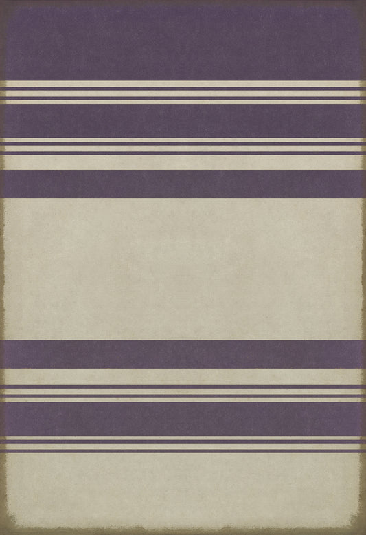 Pattern 50 Organic Stripes Purple and White 120x175 Vintage Vinyl Floorcloth