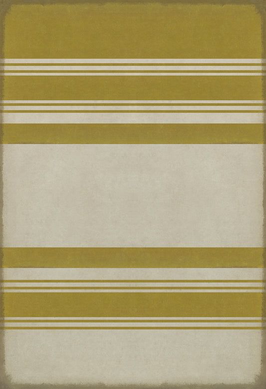 Pattern 50 Organic Stripes Yellow and White 120x175 Vintage Vinyl Floorcloth