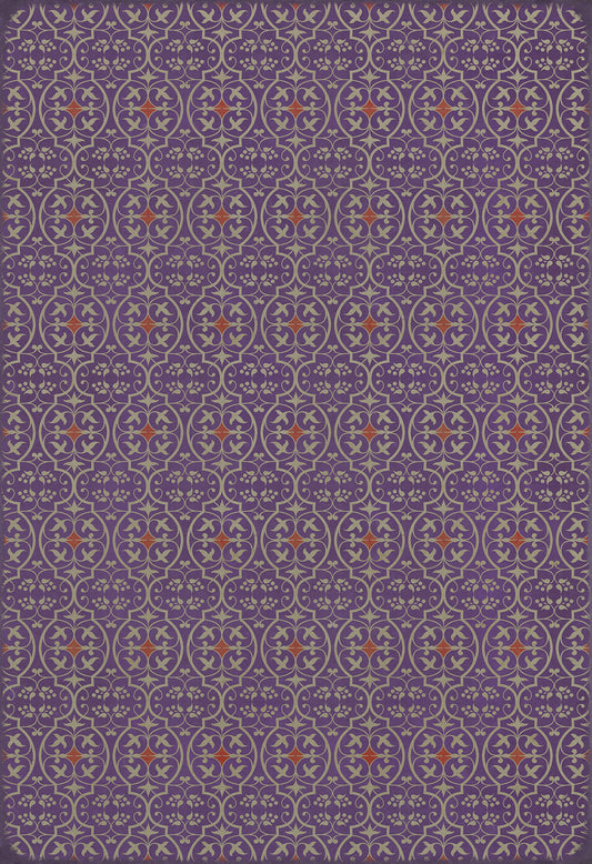 Pattern 51 I Shall Wear Purple 120x175 Vintage Vinyl Floorcloth