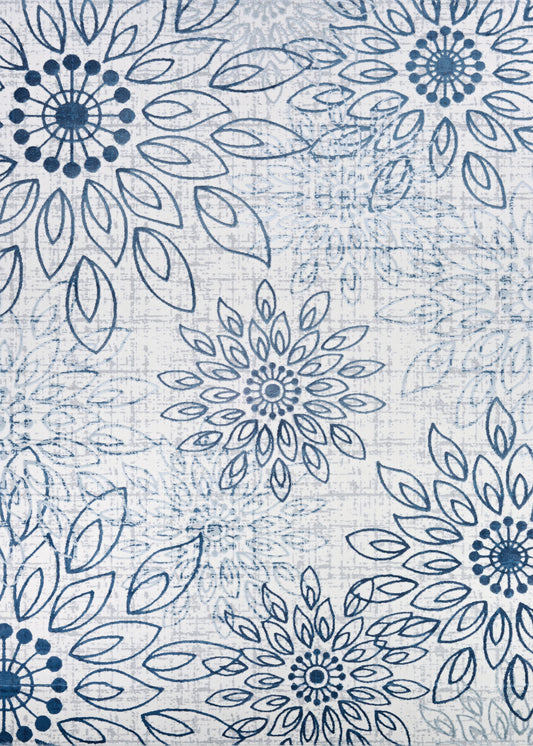 Couristan Calinda Summer Bliss Steel Blue-Ivory Rug 2' x 3'