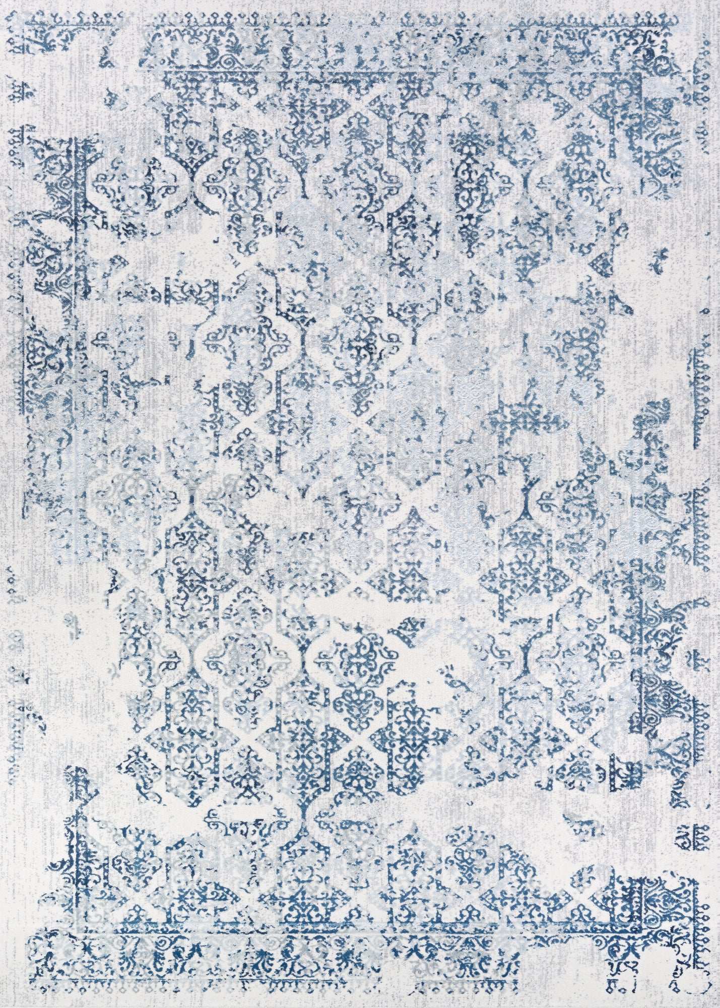 Couristan Calinda Grand Damask Steel Blue-Ivory Rug 6'6" x 9'6"