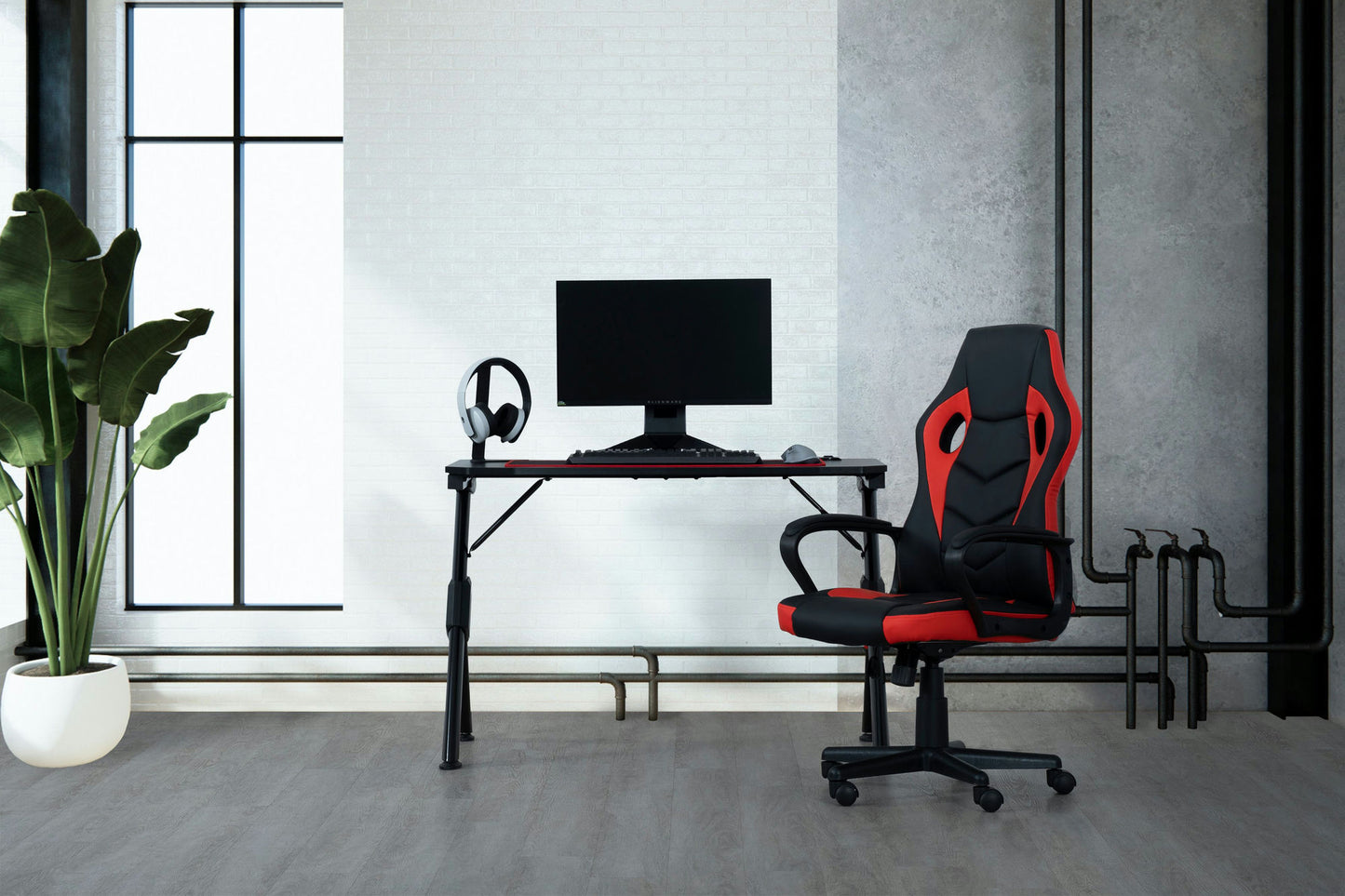 Frederick Ergonomic Office Gaming Chair, Black / Red
