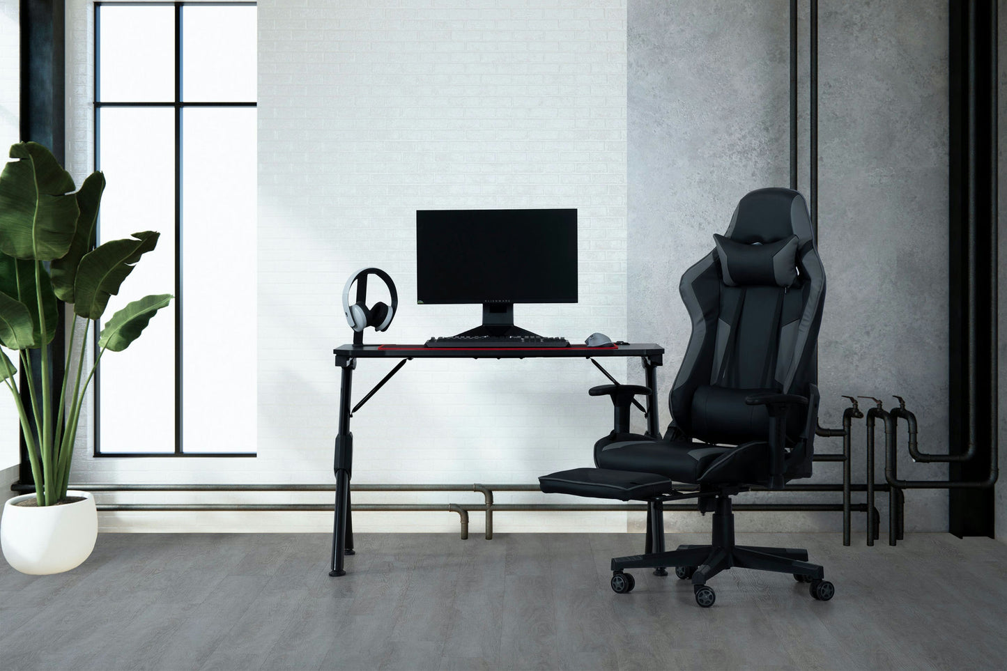 Finn Massage Ergonomic Office Gaming Chair, Black /Grey