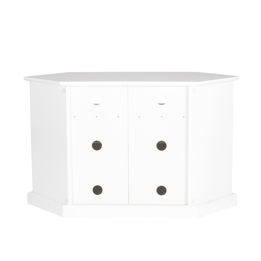 52" Transitional Fluted 2 Door Wood Corner TV Stand - White