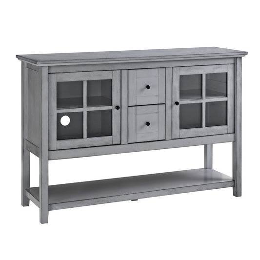 52" Transitional Wood Glass Sideboard - Antique Gray
