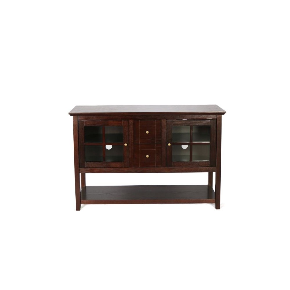 52" Transitional Wood Glass Sideboard - Espresso