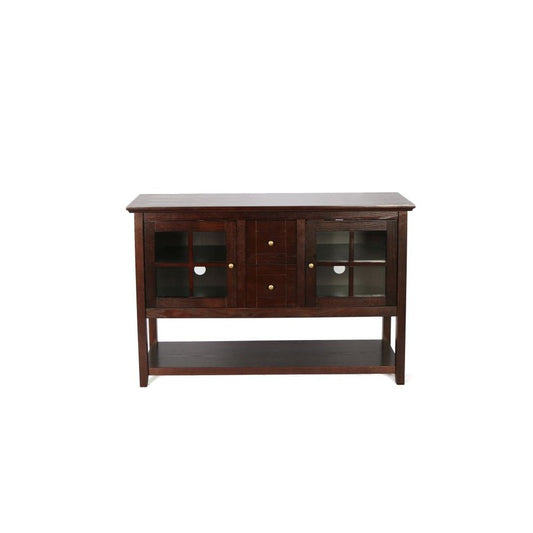 52" Transitional Wood Glass Sideboard - Espresso