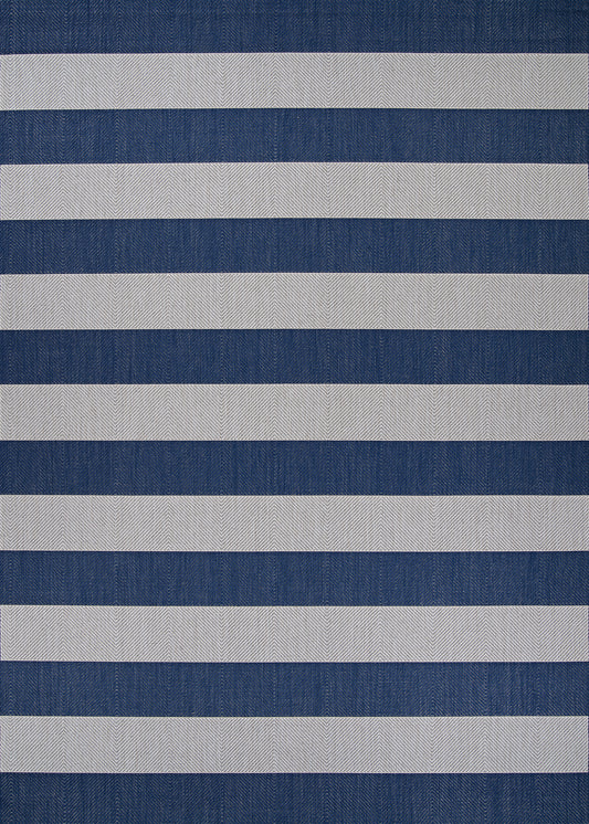 Couristan Afuera Yacht Club Midnight Blue-Ivory Rug 5'3" x 7'6"