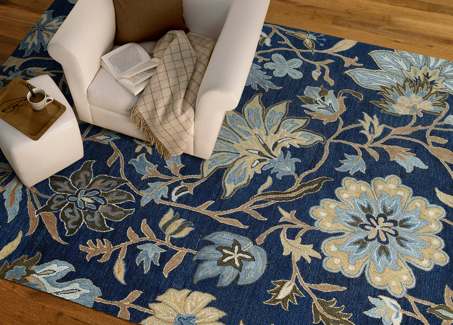 Kaleen Brooklyn Collection Dark Blue Area Rug 7'6 x 9'