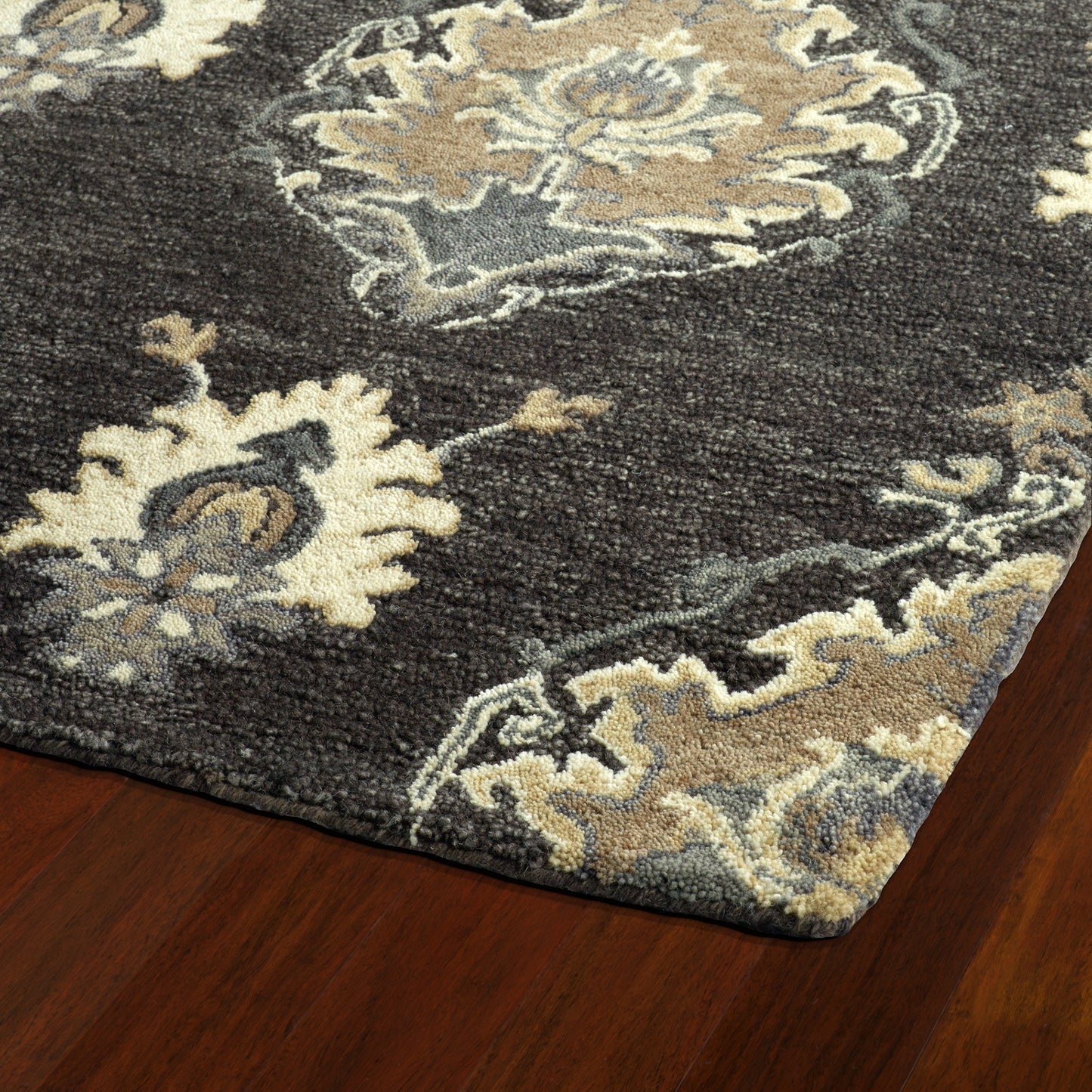 Kaleen Brooklyn Collection Dark Charcoal Throw Rug 2' x 3'
