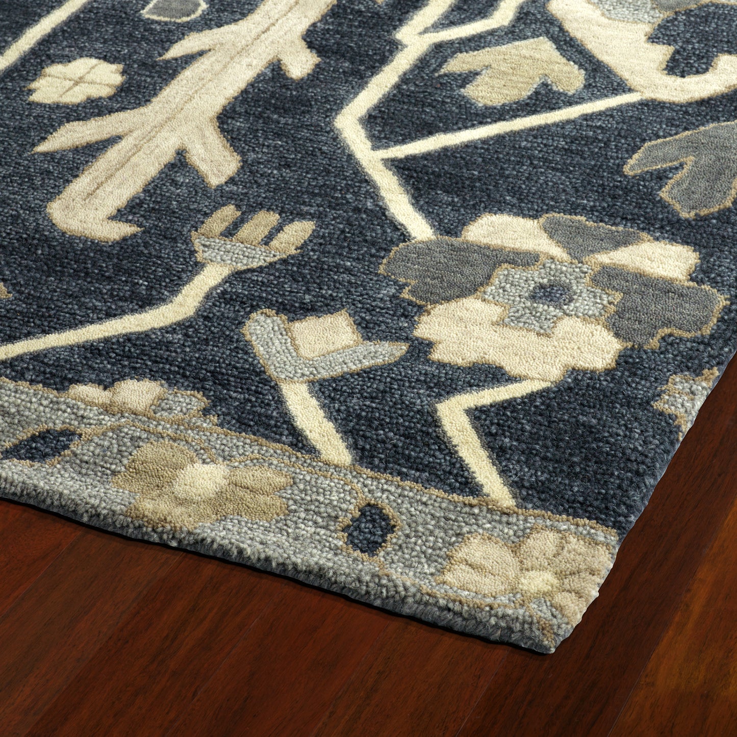 Kaleen Brooklyn Collection Dark Denim  Throw Rug 2' x 3'