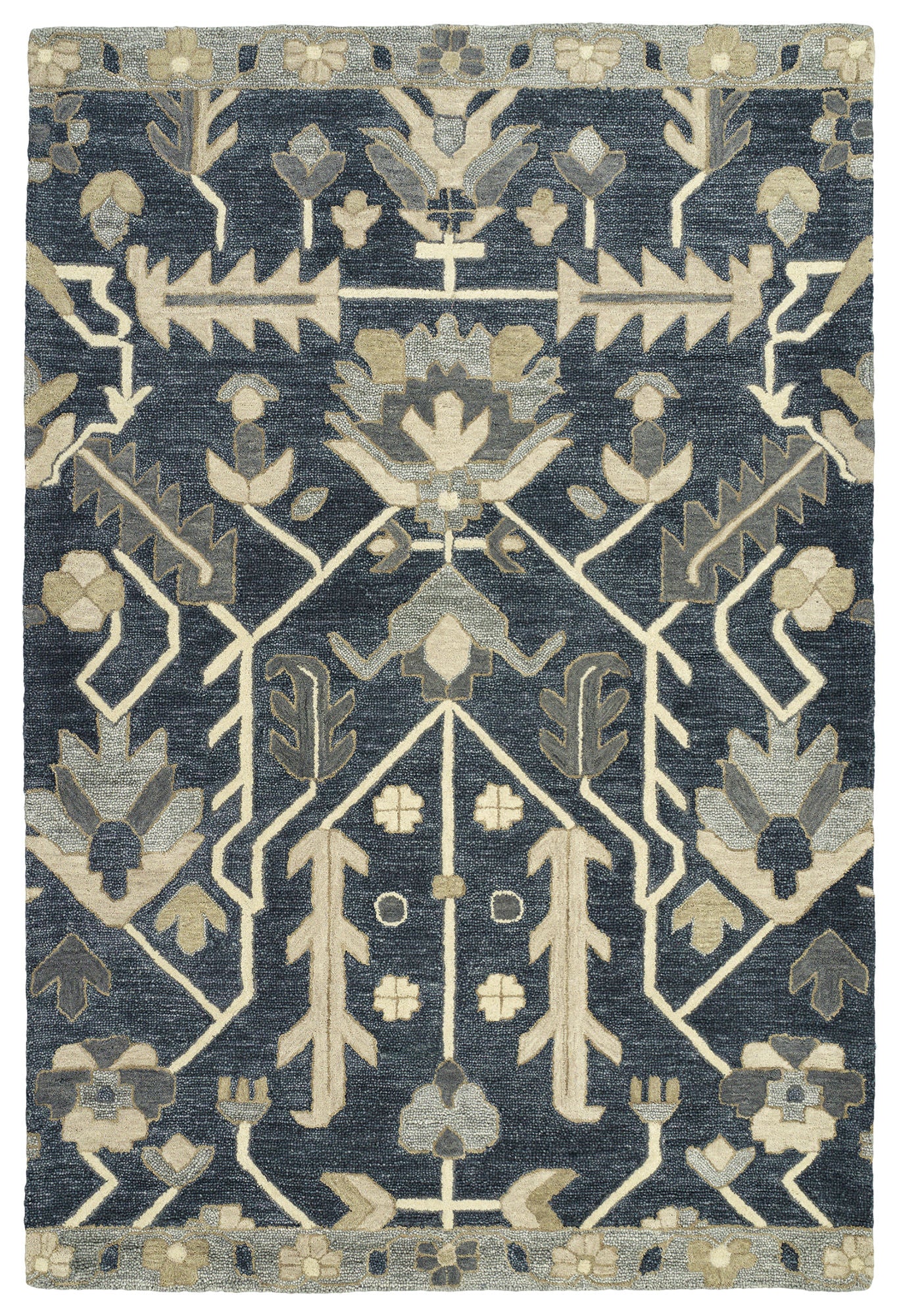 Kaleen Brooklyn Collection Dark Denim  Throw Rug 2' x 3'