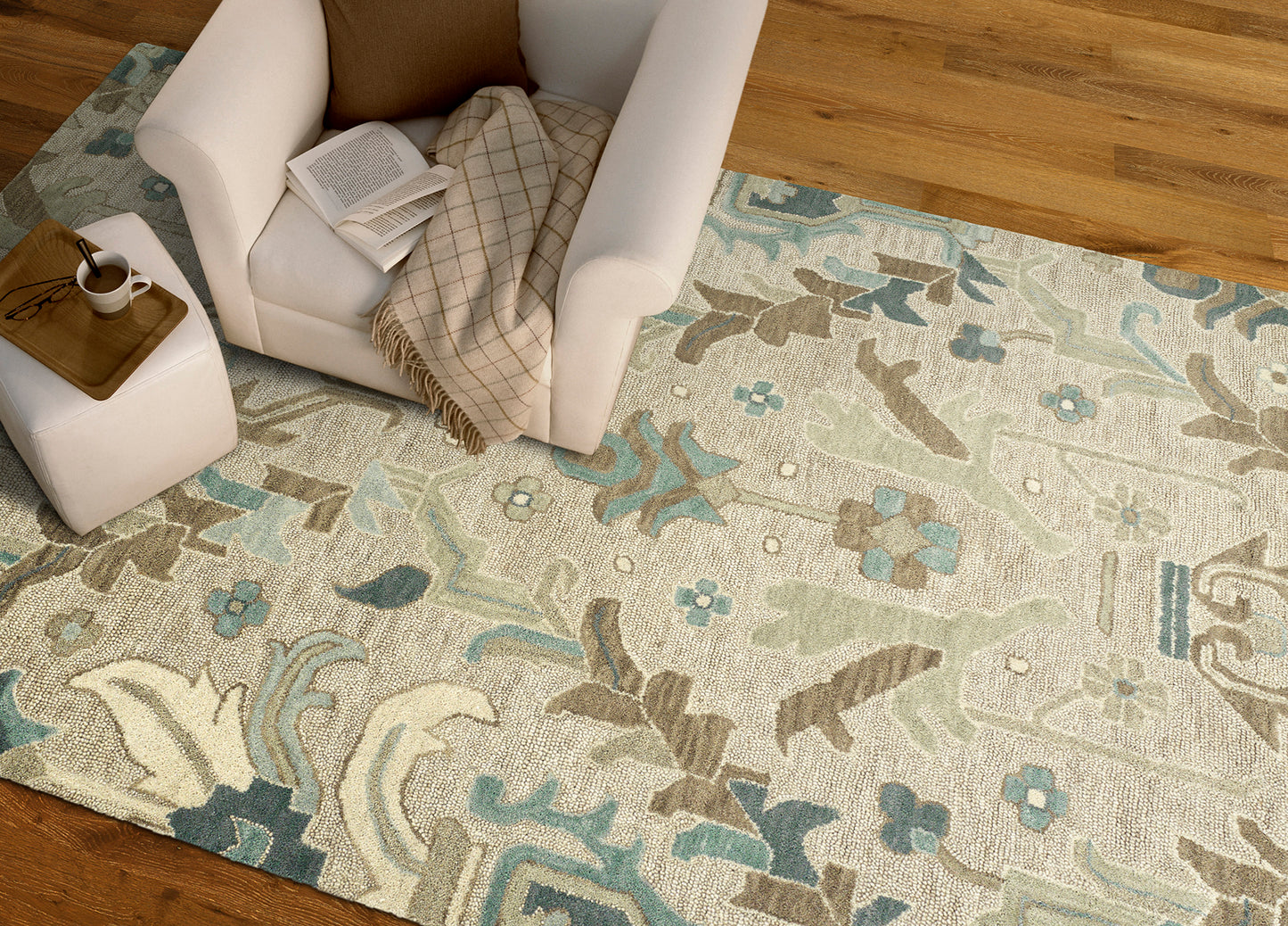 Kaleen Brooklyn Collection Light Oatmeal Throw Rug 2' x 3'
