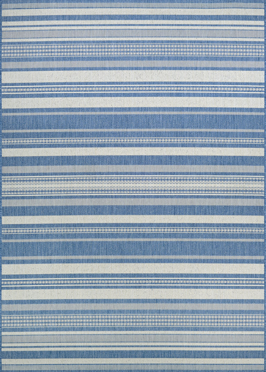 Couristan Recife Gazebo Stripe Champ-Blue Rug 5'10" x 9'2"