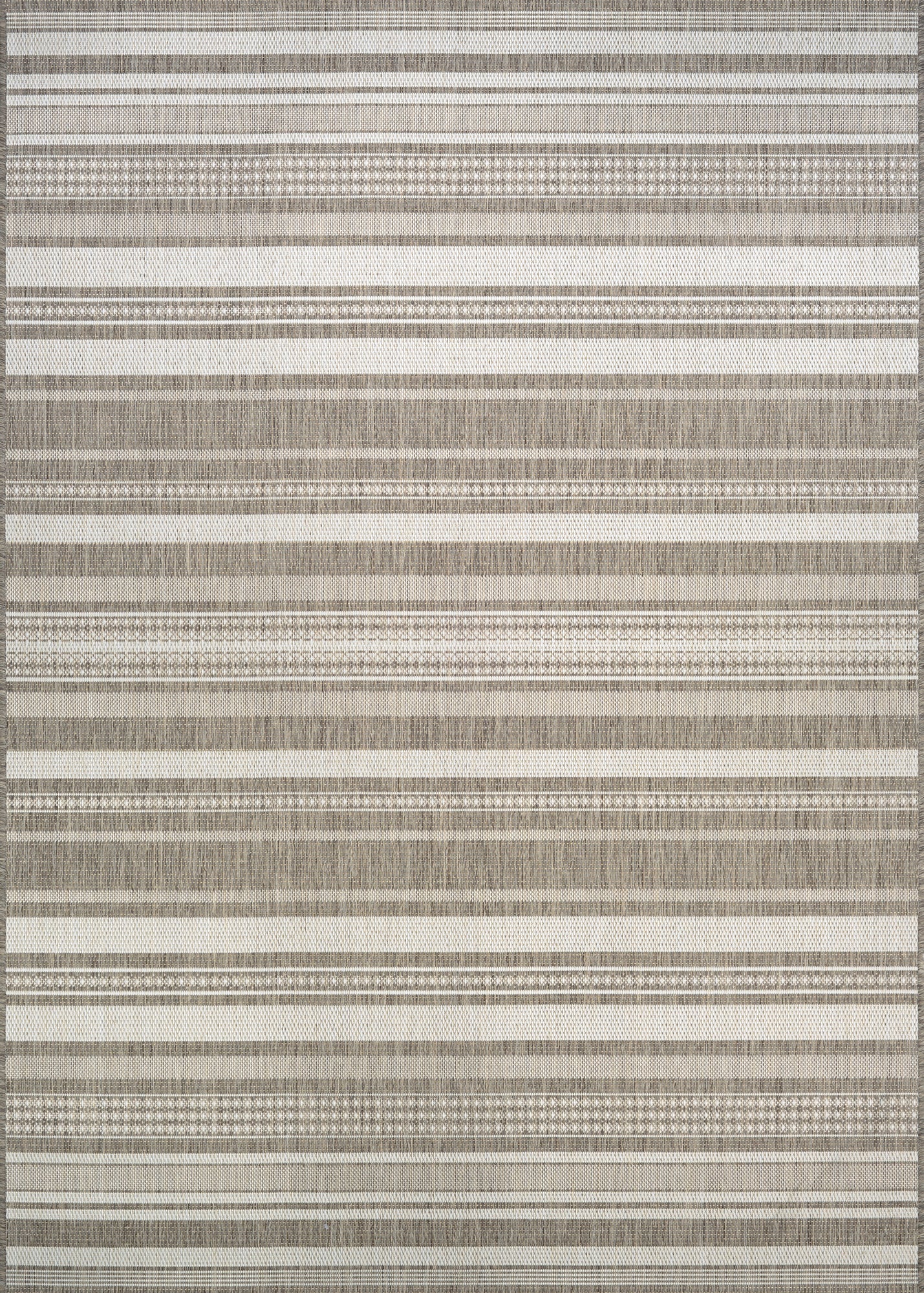 Couristan Recife Gazebo Stripe Champ-Taupe Round Rug 7'6" x 7'6"