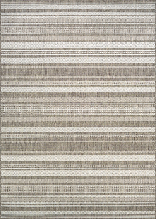 Couristan Recife Gazebo Stripe Champ-Taupe Rug 7'6" x 10'9"