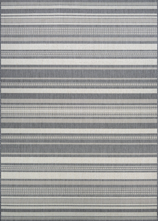 Couristan Recife Gazebo Stripe Champ-Grey Square Rug 7'6" x 7'6"