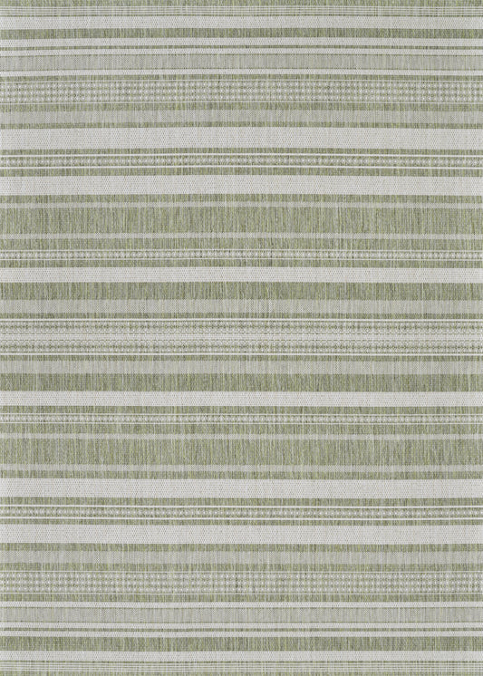 Couristan Recife Gazebo Stripe Sage Leaf-Ivory Rug 5'3" x 7'6"