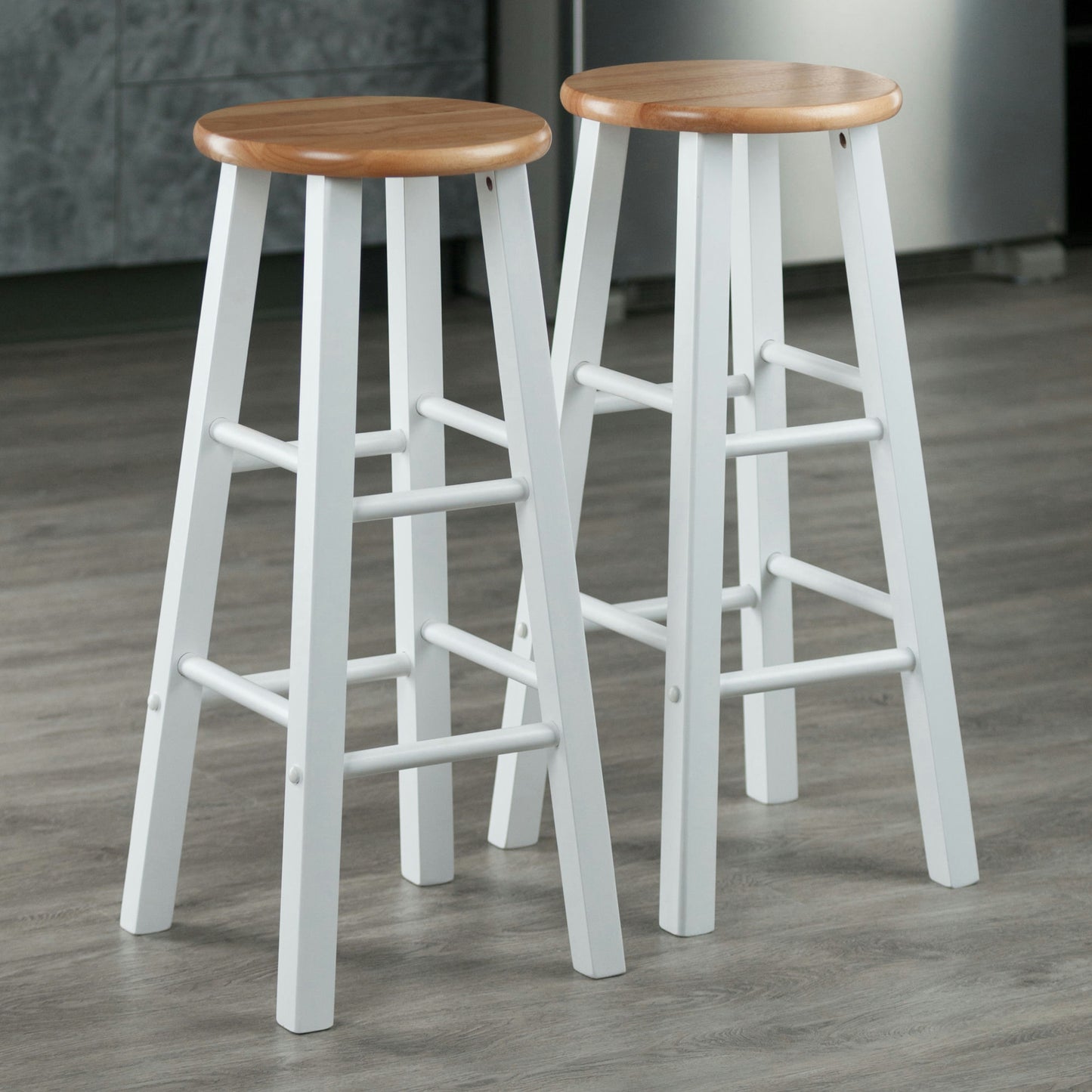 Element 2-Pc Bar Stool Set, Natural and White