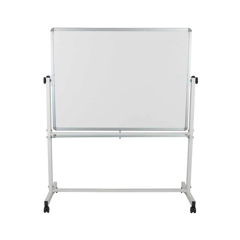 53"W x 62.5"H Double-Sided Mobile White Board with Pen Tray