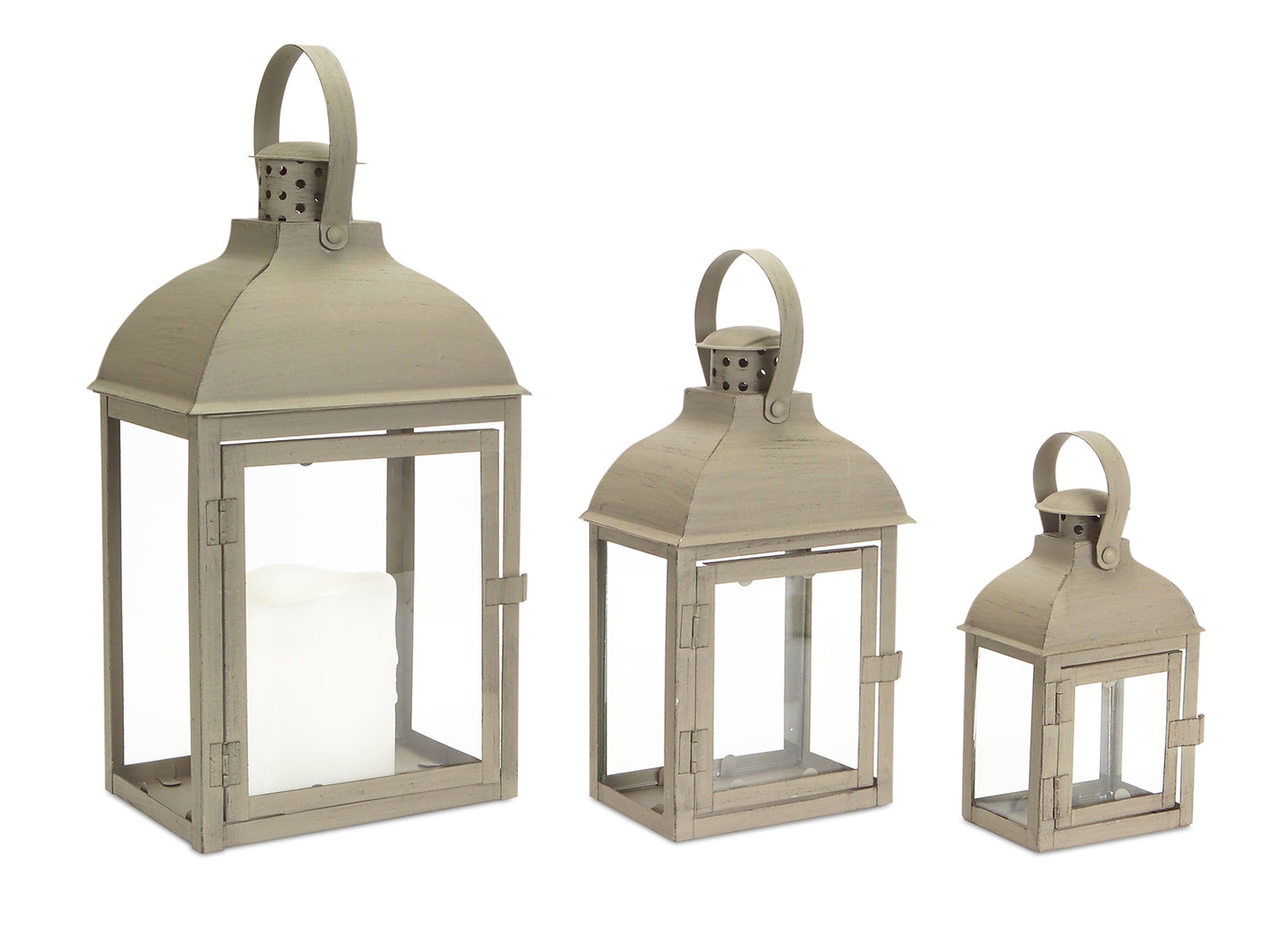 Lantern (Set Of 3) 7.5"H, 10.5"H, 14"H Iron/Glass