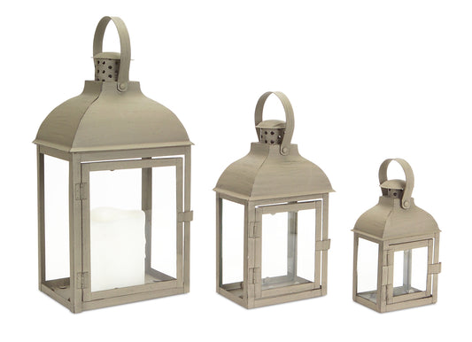Lantern (Set Of 3) 7.5"H, 10.5"H, 14"H Iron/Glass
