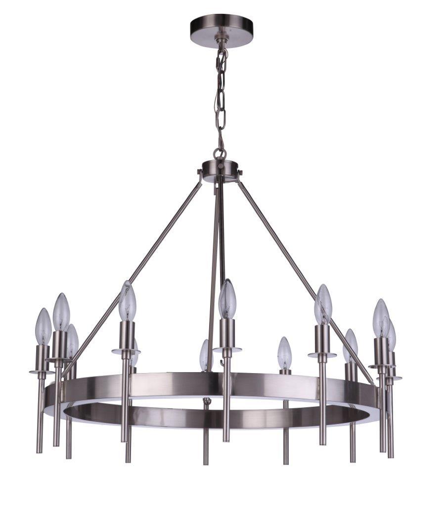 Larrson Chandelier 12 Light, Brushed Polished Nickel