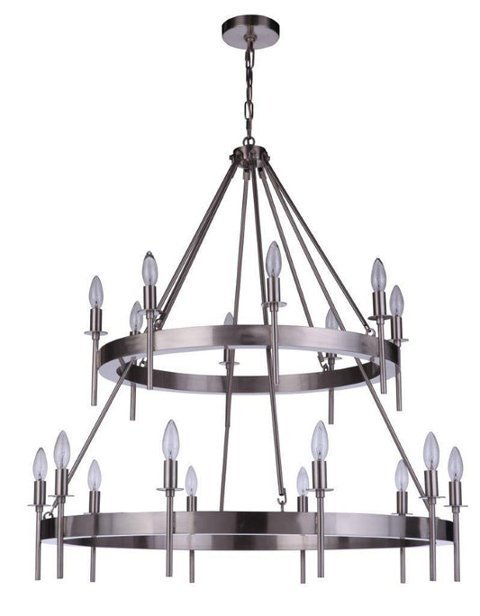 Larrson Chandelier 18 Light, Brushed Polished Nickel