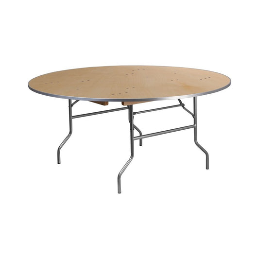 5.5-Foot Round HEAVY DUTY Birchwood Folding Banquet Table with METAL Edges