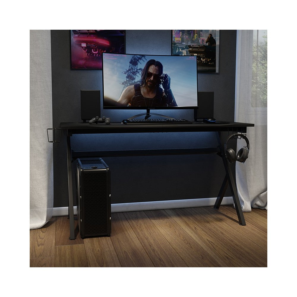 55" x 24" Extra Large Gaming Desk with Headphone Hook and Cup Holder - Free Mouse Pad