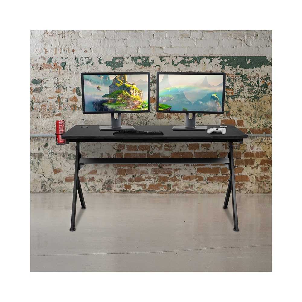 55" x 24" Extra Large Gaming Desk with Headphone Hook and Cup Holder - Free Mouse Pad