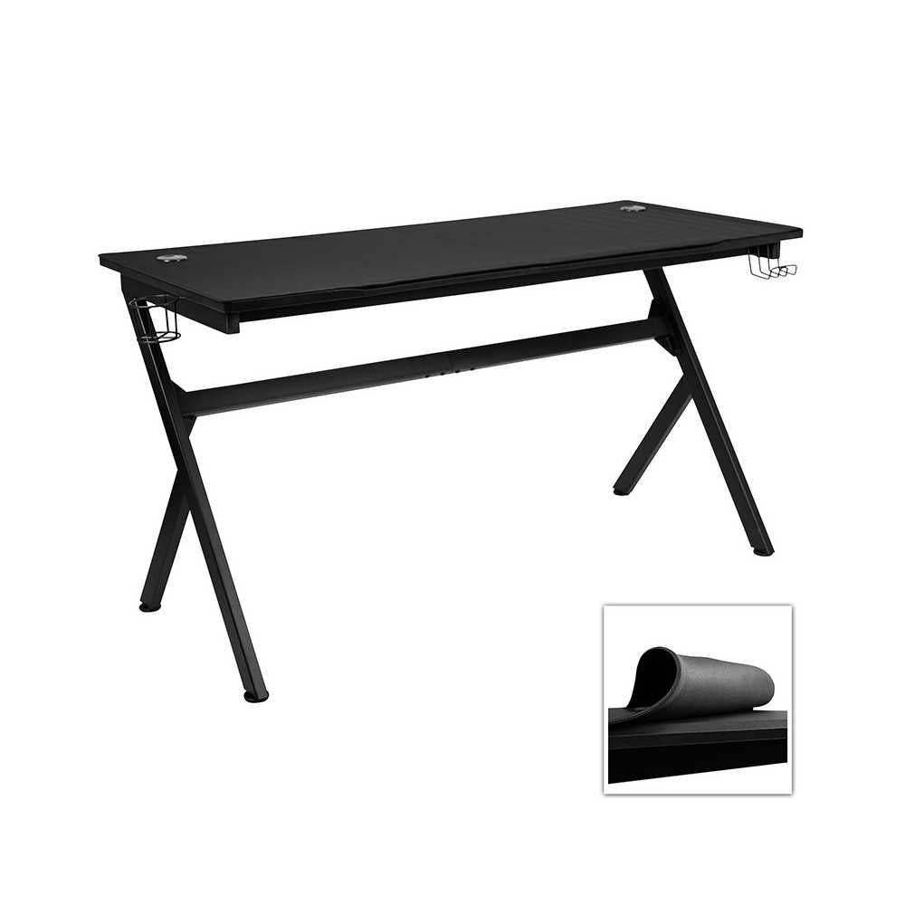 55" x 24" Extra Large Gaming Desk with Headphone Hook and Cup Holder - Free Mouse Pad