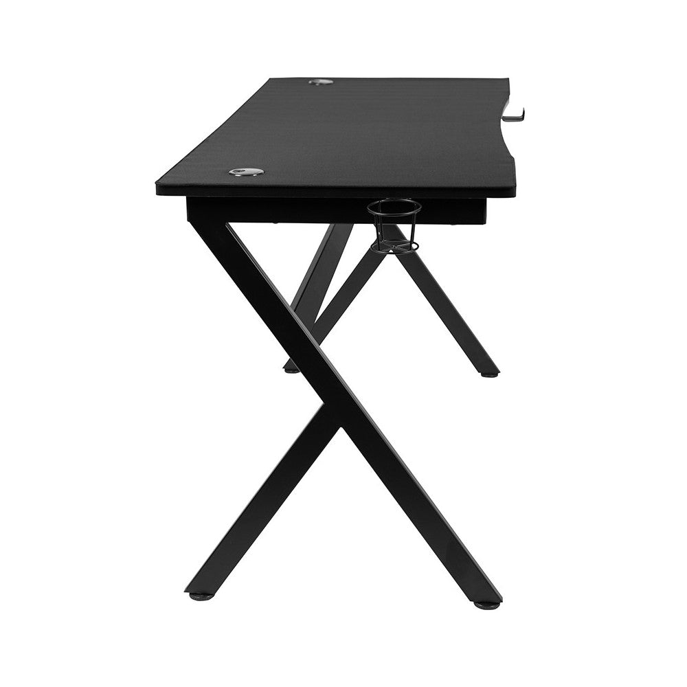 55" x 24" Extra Large Gaming Desk with Headphone Hook and Cup Holder - Free Mouse Pad