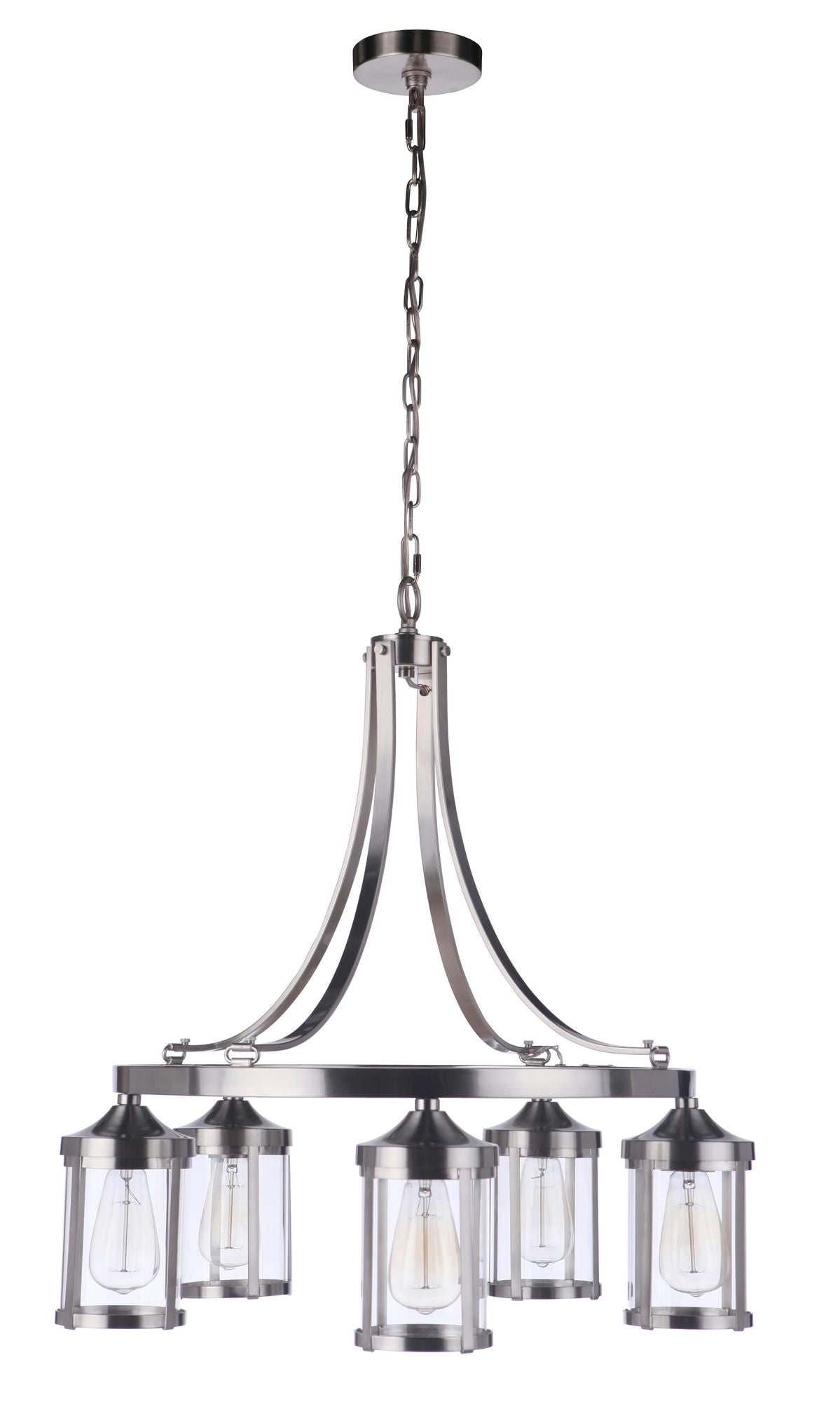 Elliot Chandelier 5 Light, Brushed Polished Nickel