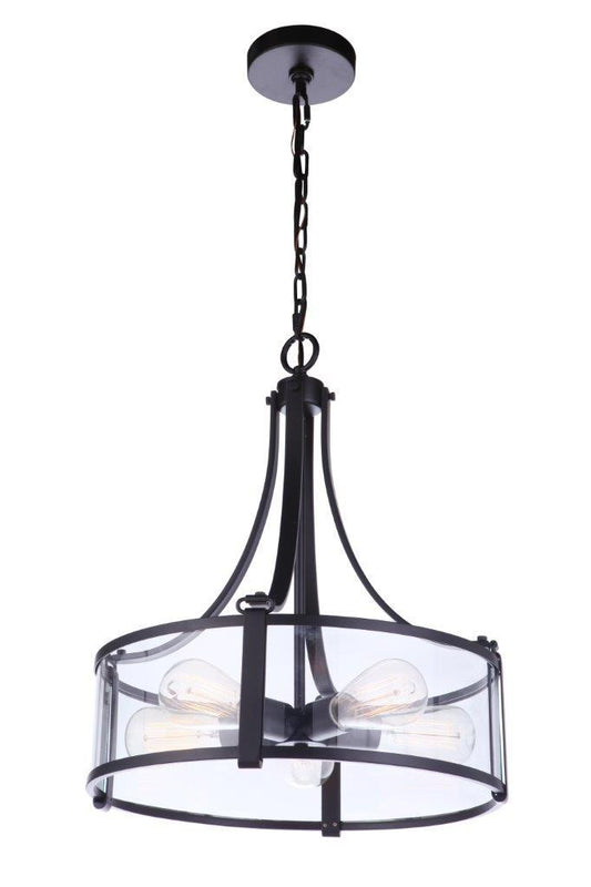 Elliot Pendant 5 Light, Flat Black