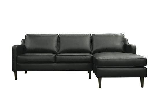 Birchcliffe Leather Right Facing Sectional, Charcoal