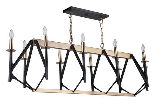 The Reserve Island 10 Light Flat Black / Satin Brass