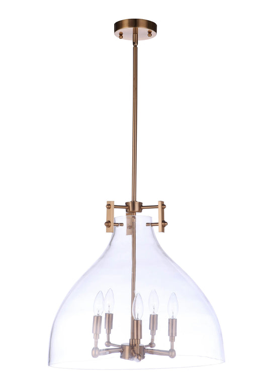 Chardonnay 5 Light Pendant, Satin Brass