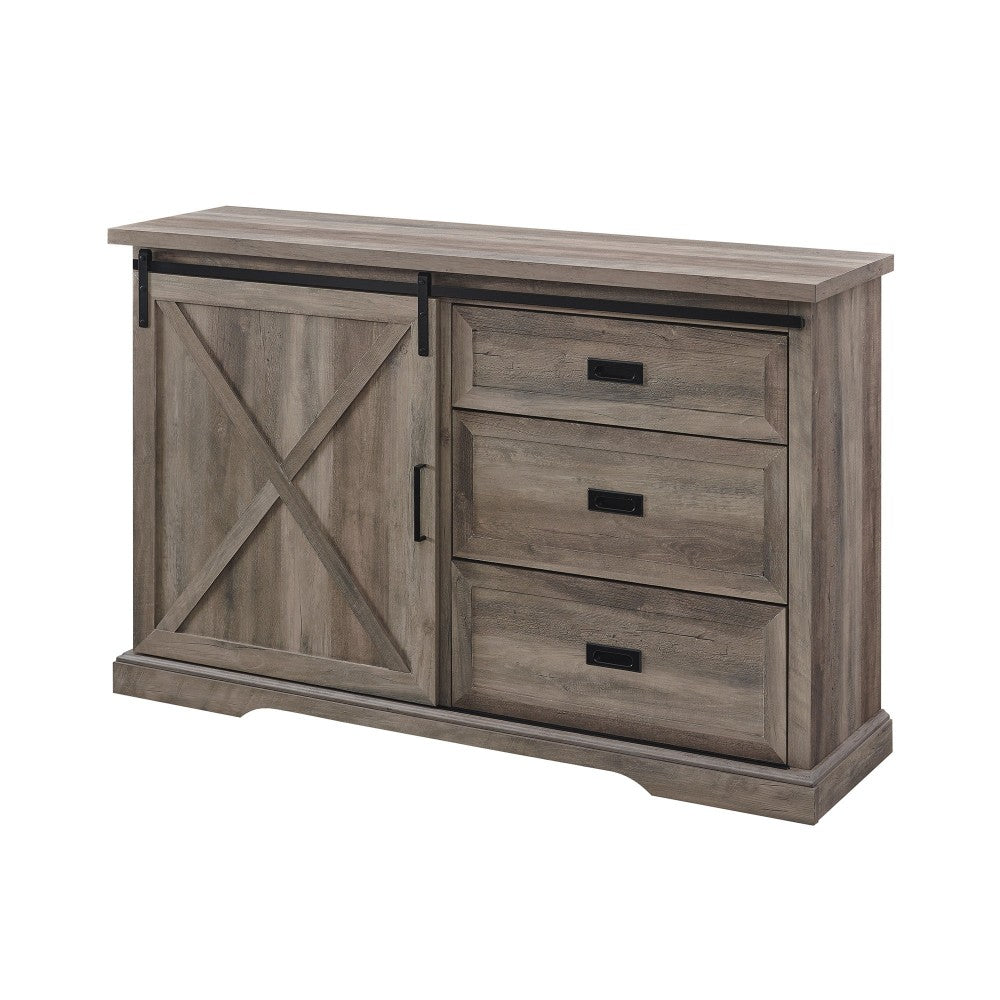 56" Sliding X Barn Door Sideboard - Gray Wash