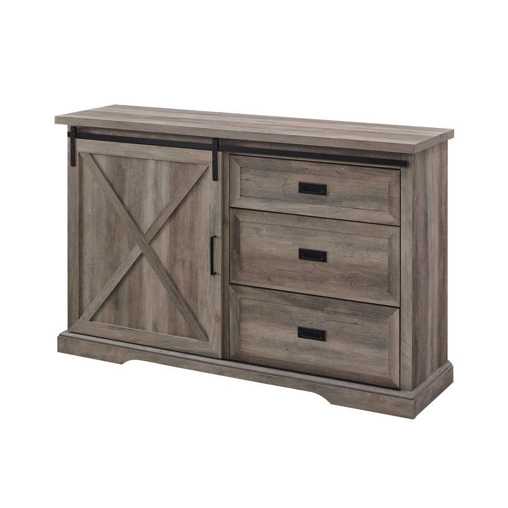 56" Sliding X Barn Door Sideboard - Gray Wash