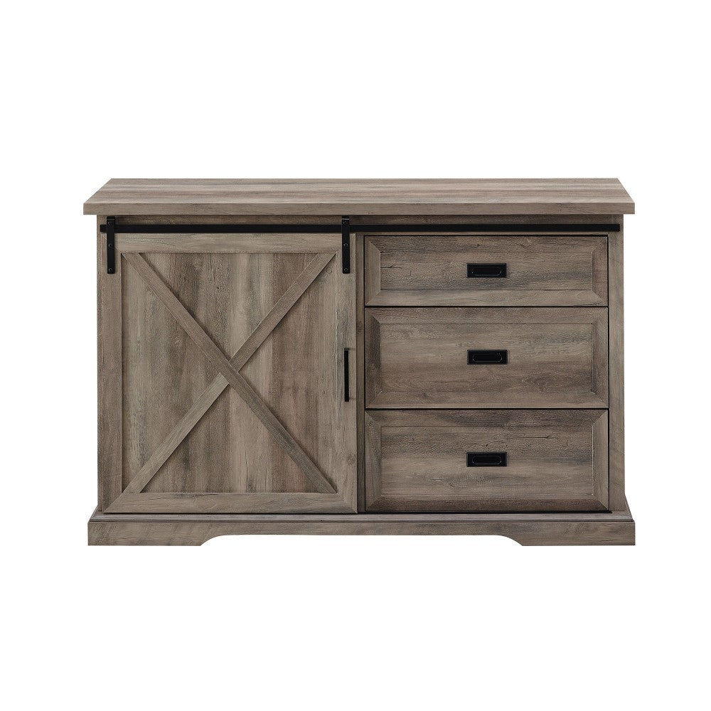 56" Sliding X Barn Door Sideboard - Gray Wash