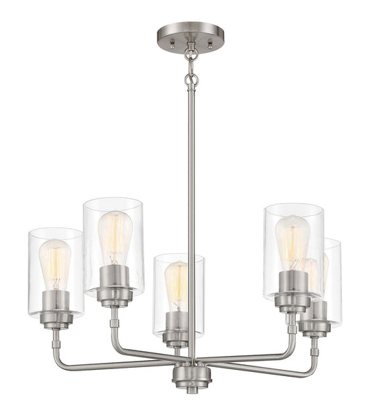 Stowe Chandelier 5 Light, Brushed Polished Nickel