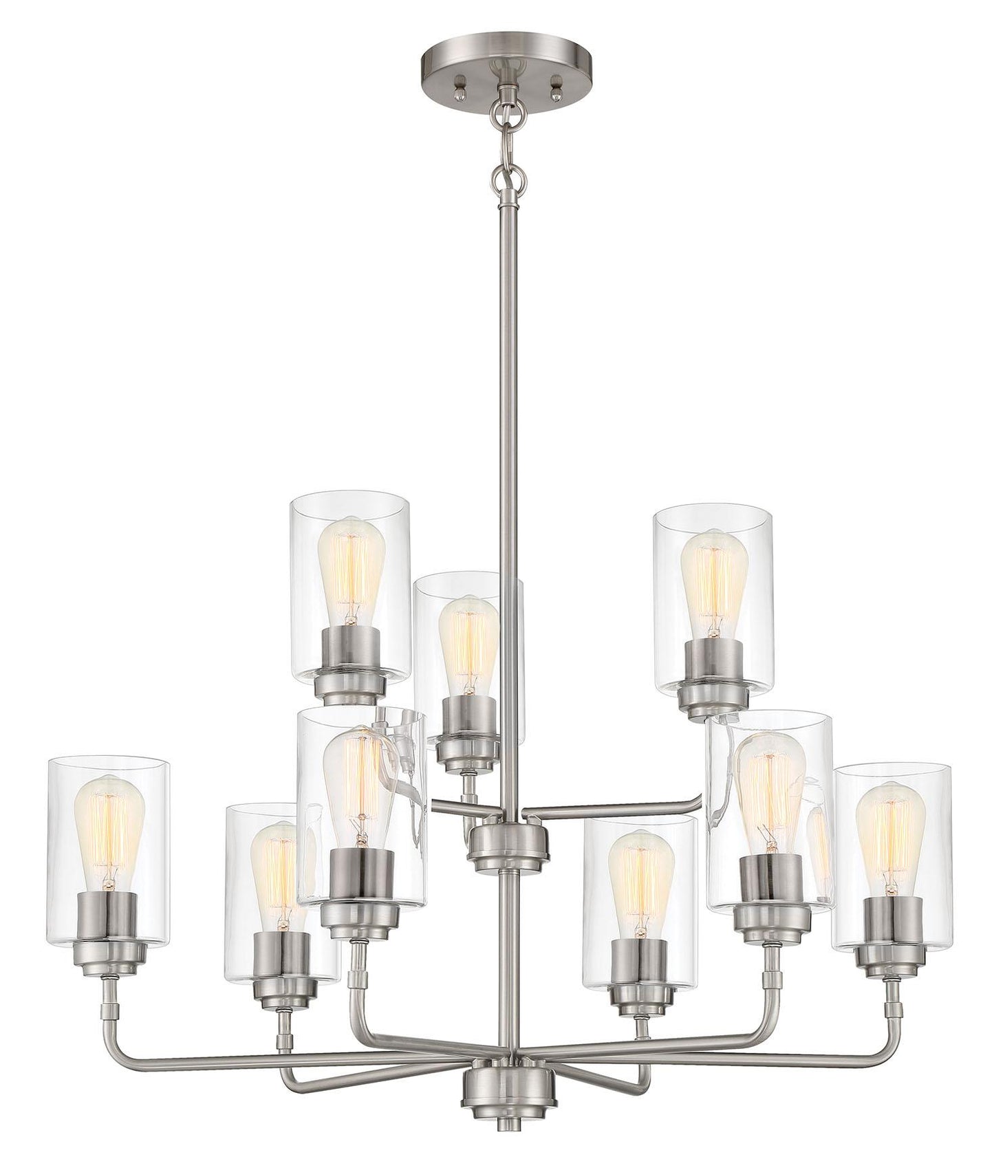 Stowe Chandelier 9 Light, Brushed Polished Nickel