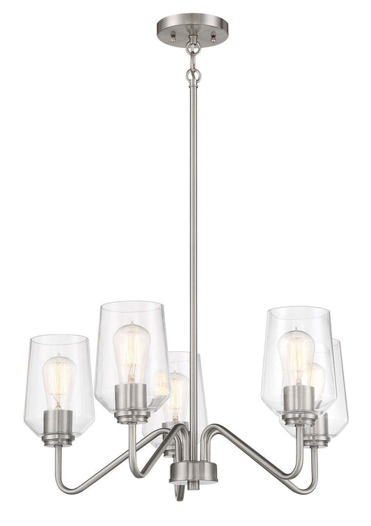 Shayna Chandelier 5 Light, Brushed Polished Nickel