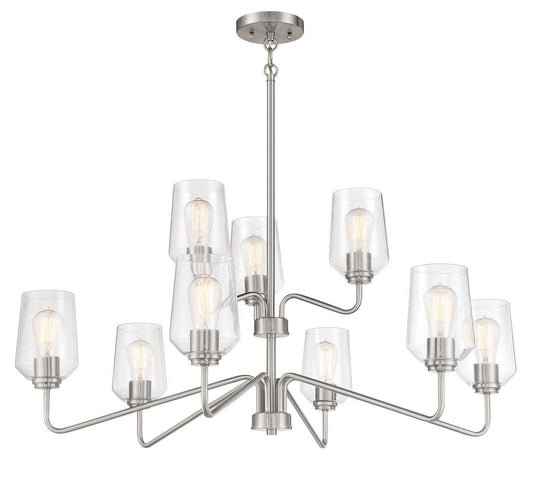 Shayna Chandelier 9 Light, Brushed Polished Nickel