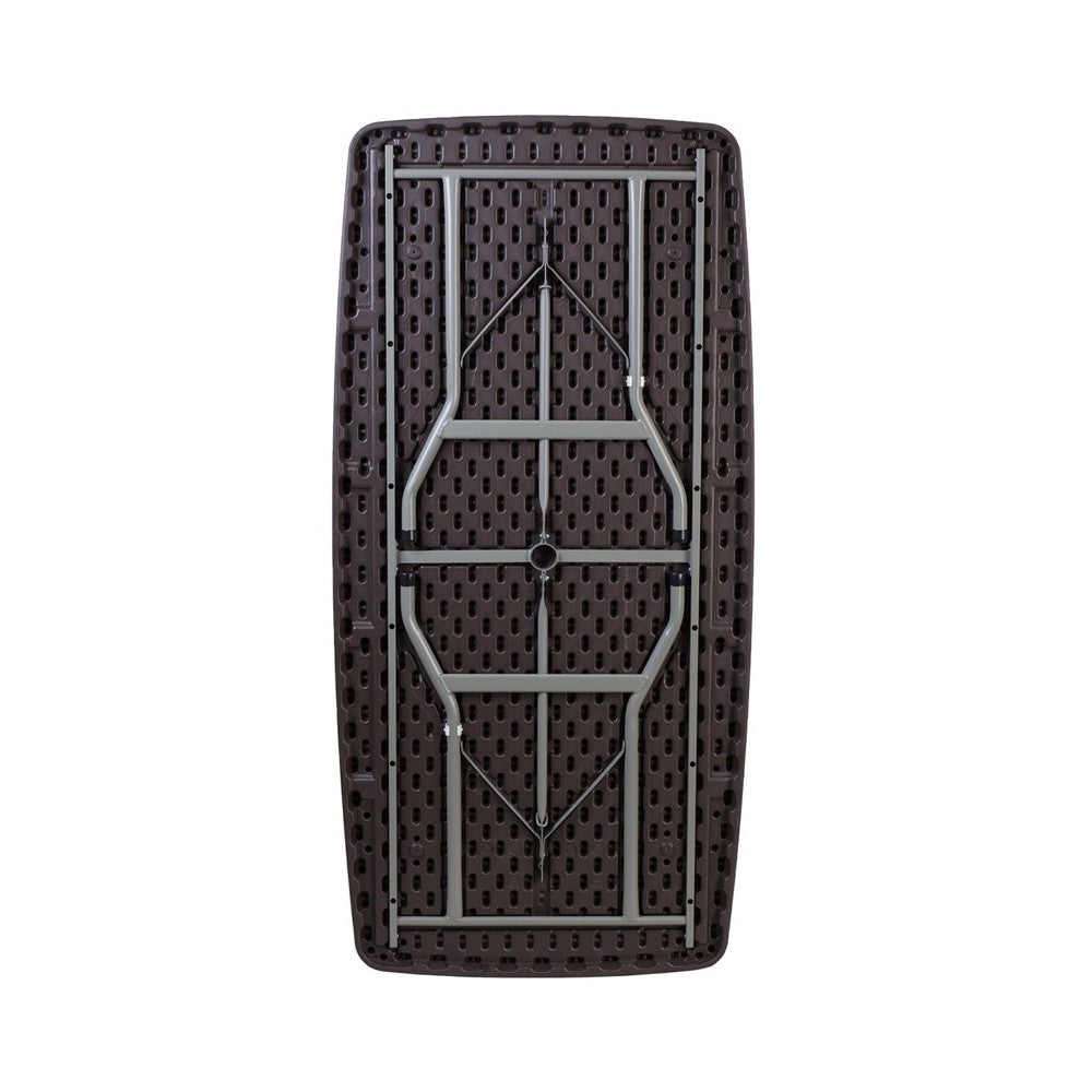 5.62-Foot Brown Rattan Indoor-Outdoor Plastic Folding Table